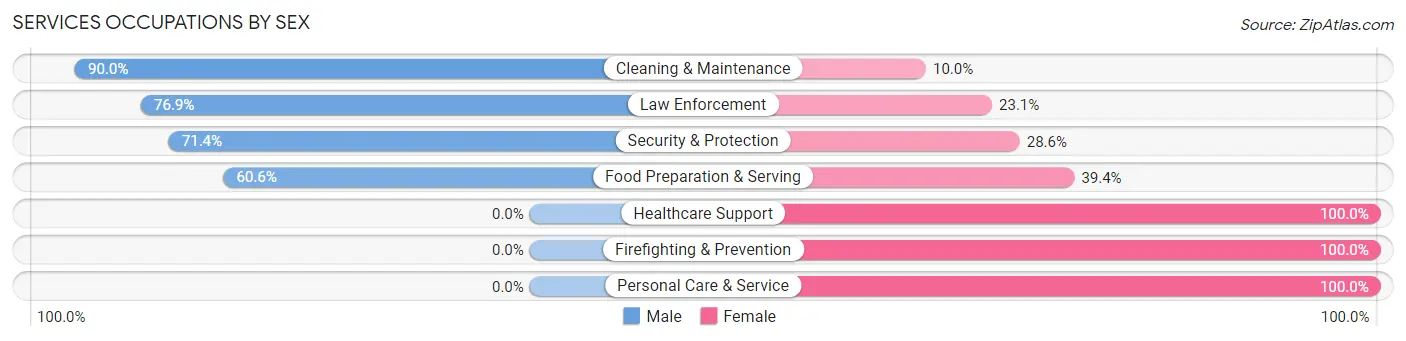 Services Occupations by Sex in Zip Code 13646