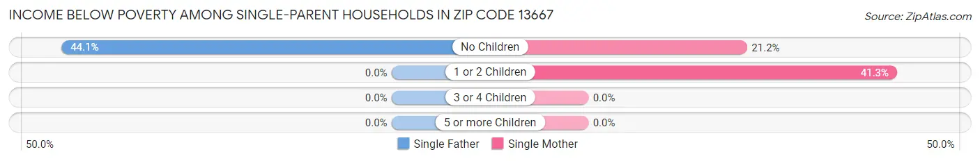 Income Below Poverty Among Single-Parent Households in Zip Code 13667