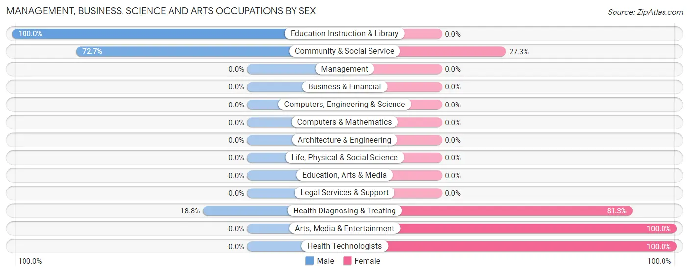 Management, Business, Science and Arts Occupations by Sex in Zip Code 13670