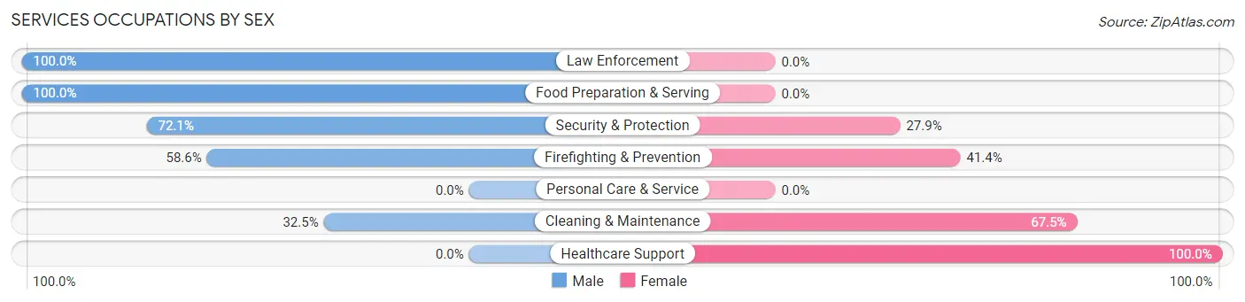 Services Occupations by Sex in Zip Code 13697