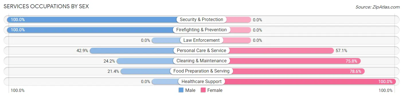 Services Occupations by Sex in Zip Code 13746