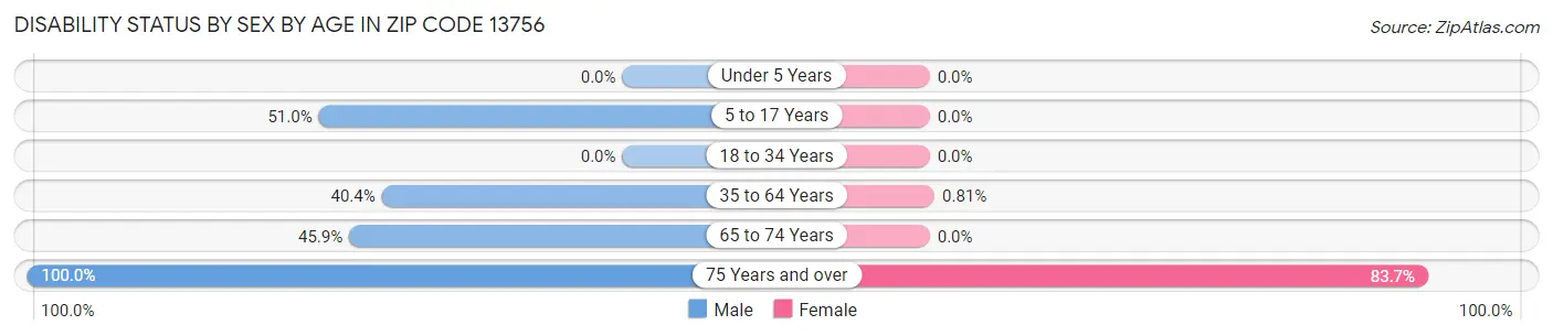 Disability Status by Sex by Age in Zip Code 13756
