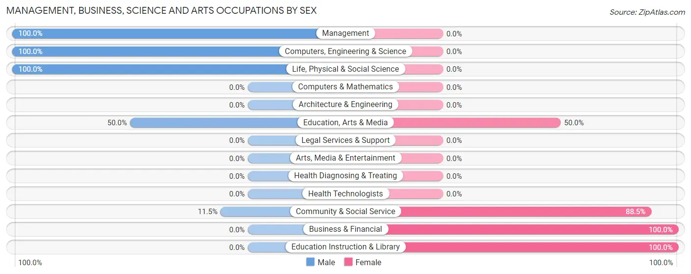 Management, Business, Science and Arts Occupations by Sex in Zip Code 13756