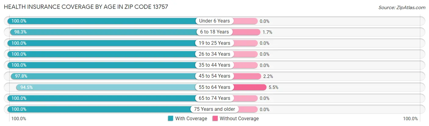 Health Insurance Coverage by Age in Zip Code 13757