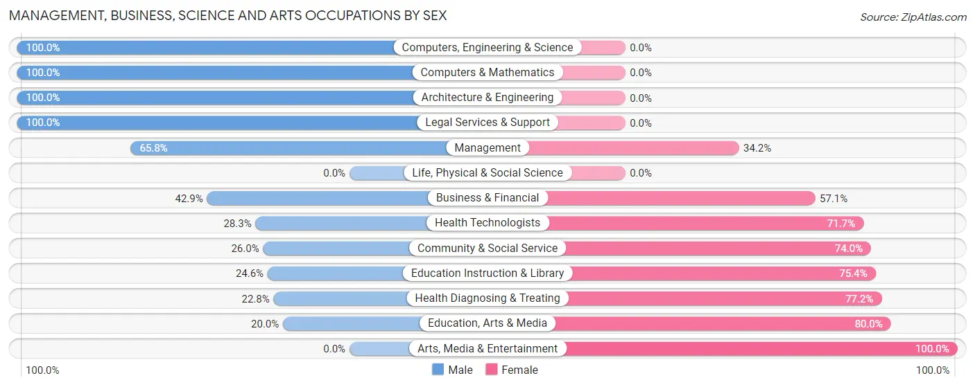 Management, Business, Science and Arts Occupations by Sex in Zip Code 13783