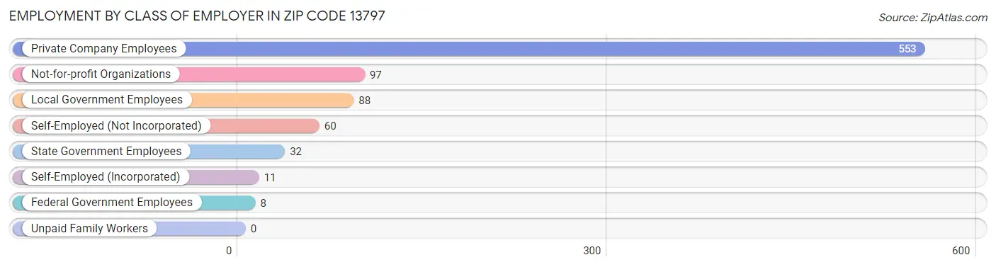 Employment by Class of Employer in Zip Code 13797