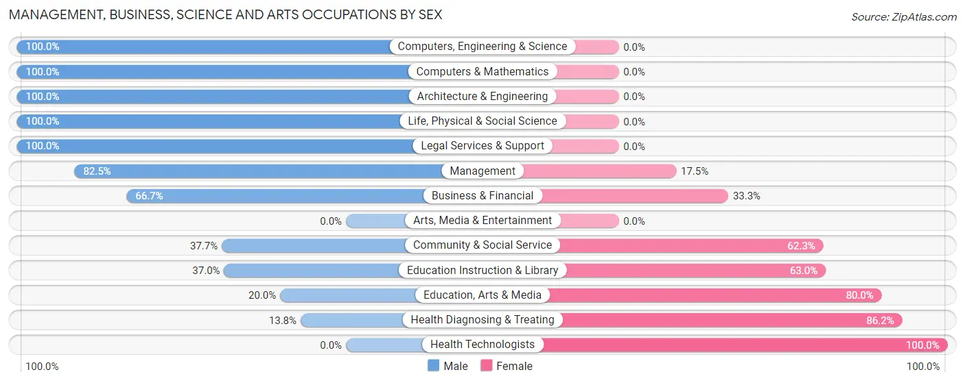 Management, Business, Science and Arts Occupations by Sex in Zip Code 13801