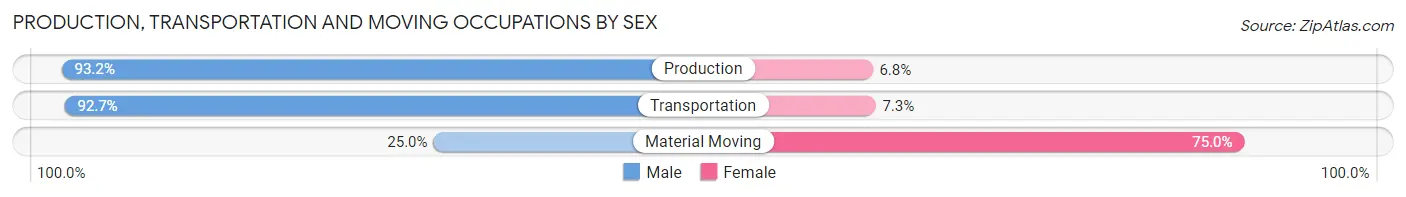 Production, Transportation and Moving Occupations by Sex in Zip Code 13801