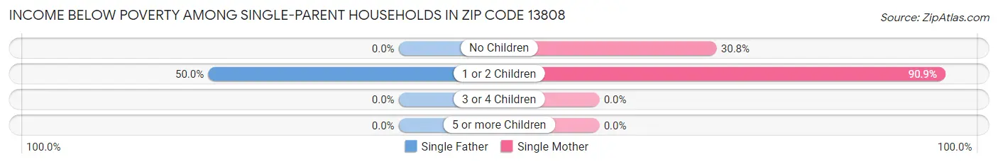 Income Below Poverty Among Single-Parent Households in Zip Code 13808