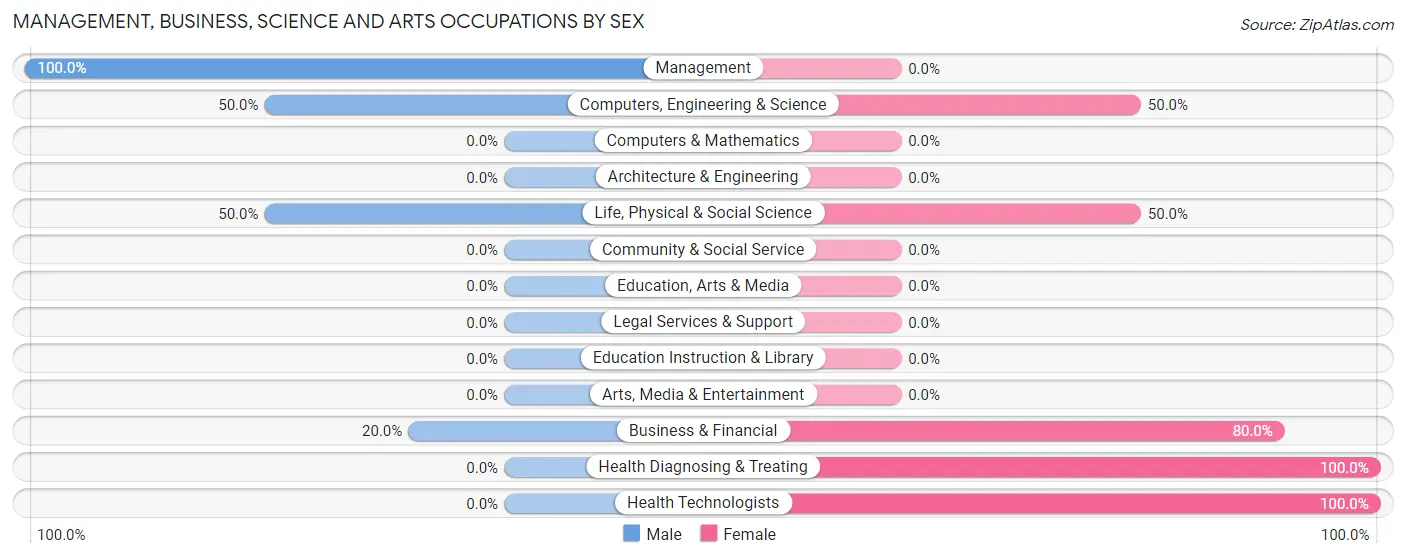 Management, Business, Science and Arts Occupations by Sex in Zip Code 13832