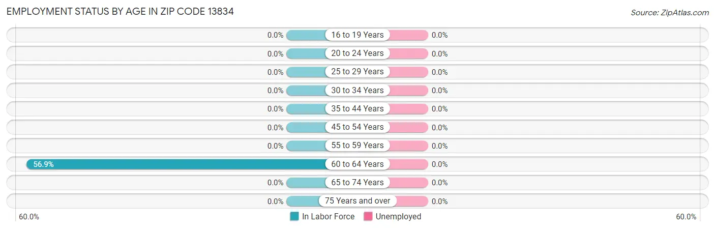 Employment Status by Age in Zip Code 13834