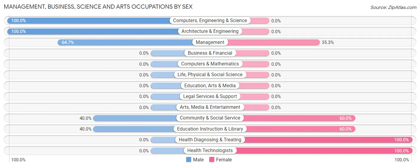 Management, Business, Science and Arts Occupations by Sex in Zip Code 13842