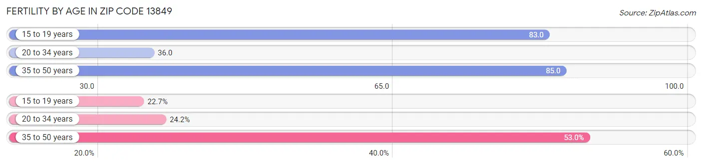 Female Fertility by Age in Zip Code 13849