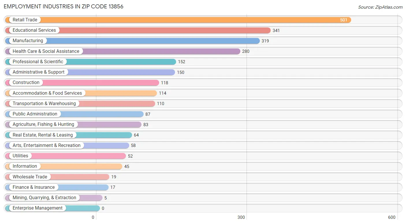 Employment Industries in Zip Code 13856