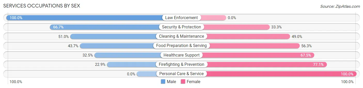 Services Occupations by Sex in Zip Code 14006