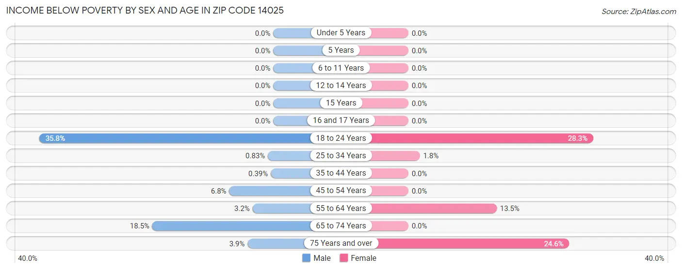 Income Below Poverty by Sex and Age in Zip Code 14025