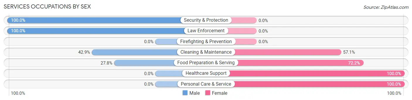 Services Occupations by Sex in Zip Code 14033