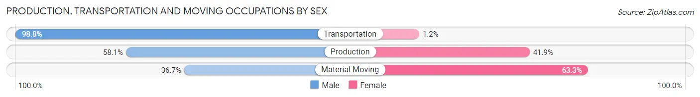 Production, Transportation and Moving Occupations by Sex in Zip Code 14036