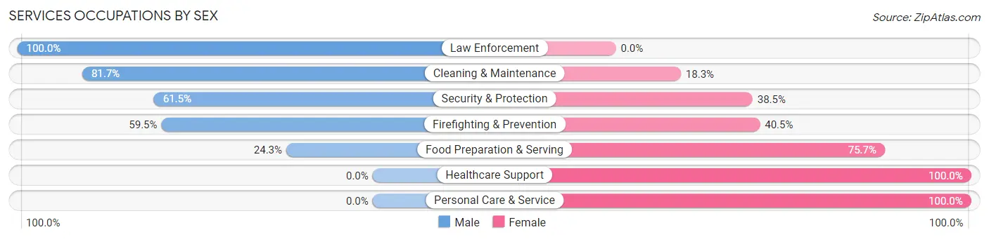 Services Occupations by Sex in Zip Code 14036