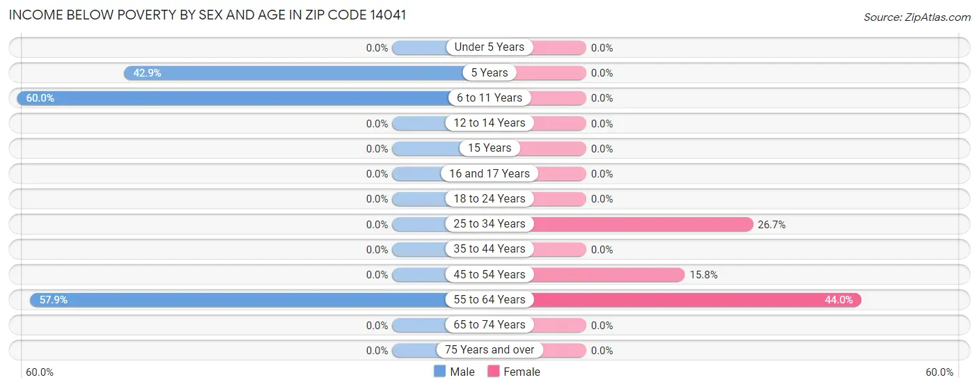 Income Below Poverty by Sex and Age in Zip Code 14041