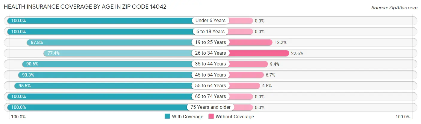 Health Insurance Coverage by Age in Zip Code 14042