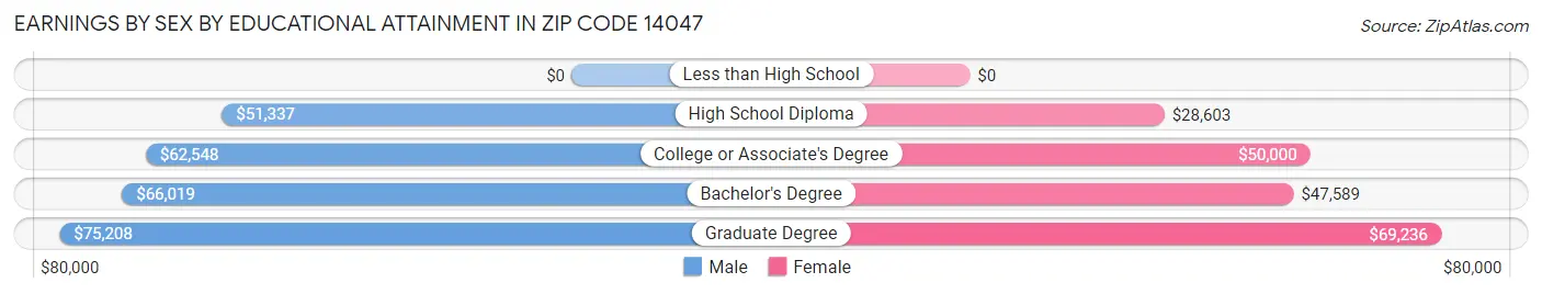 Earnings by Sex by Educational Attainment in Zip Code 14047