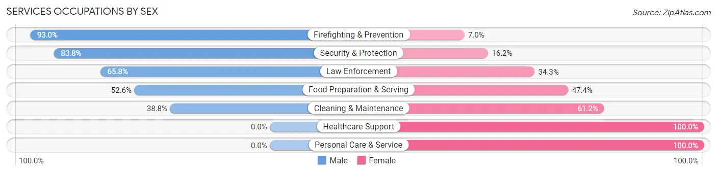Services Occupations by Sex in Zip Code 14047