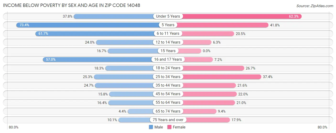 Income Below Poverty by Sex and Age in Zip Code 14048