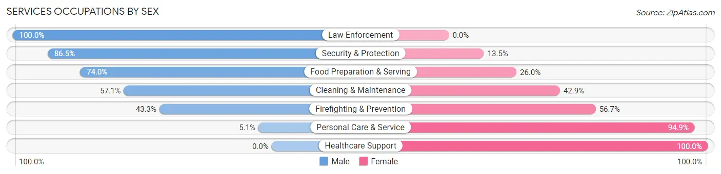 Services Occupations by Sex in Zip Code 14051