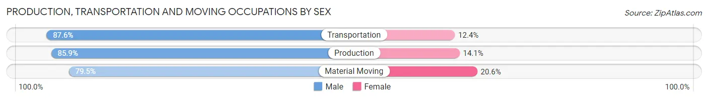 Production, Transportation and Moving Occupations by Sex in Zip Code 14057