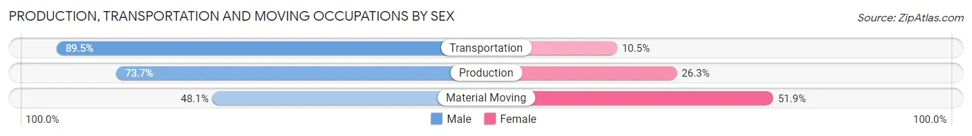 Production, Transportation and Moving Occupations by Sex in Zip Code 14059