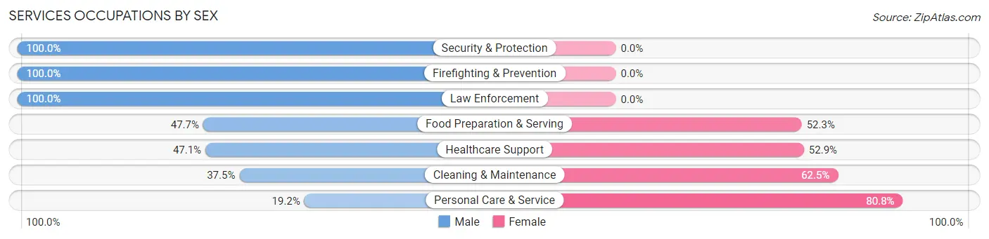 Services Occupations by Sex in Zip Code 14059