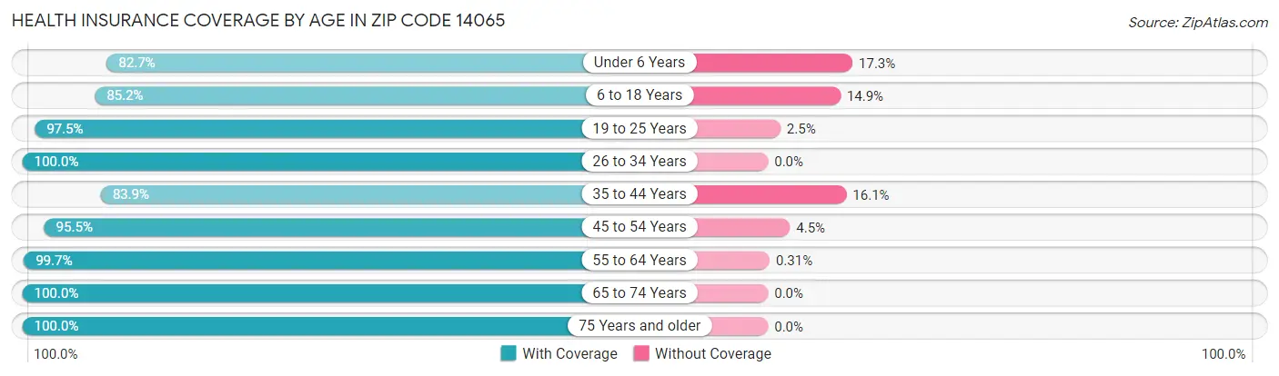 Health Insurance Coverage by Age in Zip Code 14065
