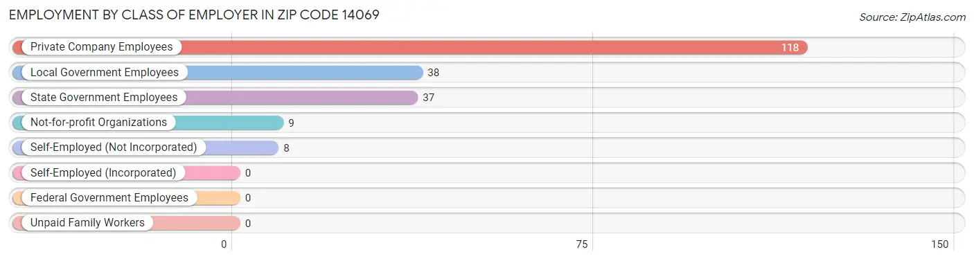 Employment by Class of Employer in Zip Code 14069