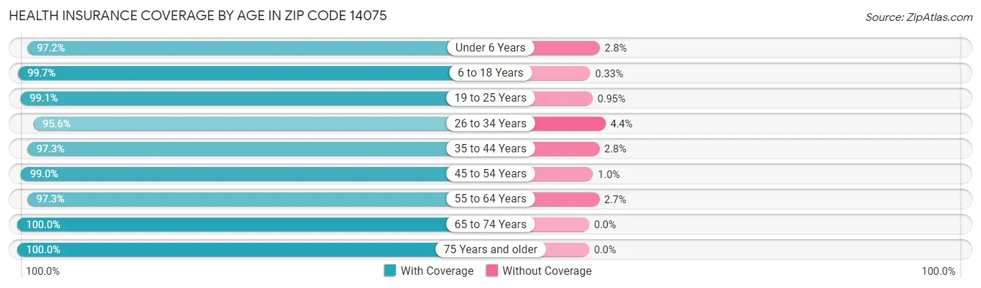 Health Insurance Coverage by Age in Zip Code 14075