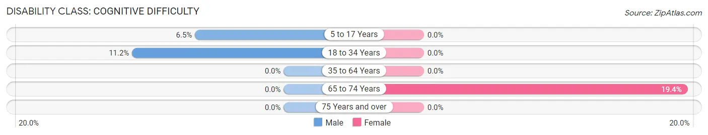 Disability in Zip Code 14102: <span>Cognitive Difficulty</span>