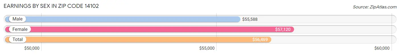 Earnings by Sex in Zip Code 14102