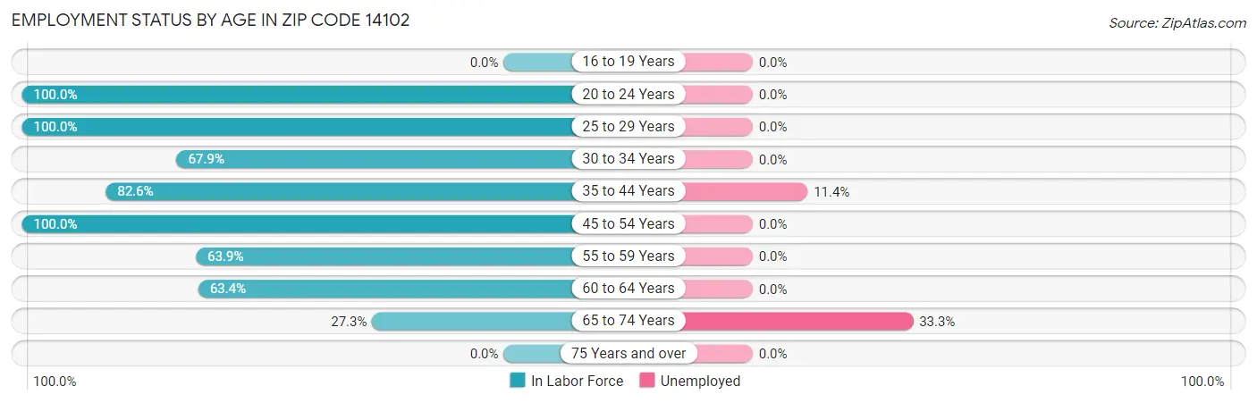 Employment Status by Age in Zip Code 14102