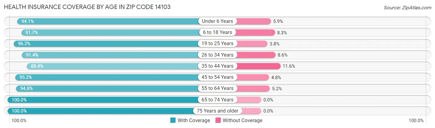 Health Insurance Coverage by Age in Zip Code 14103
