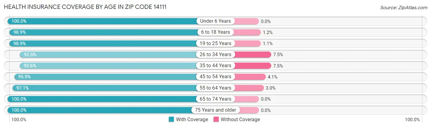 Health Insurance Coverage by Age in Zip Code 14111