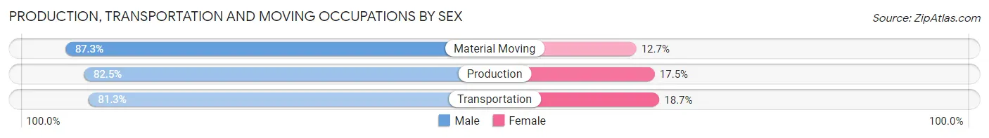 Production, Transportation and Moving Occupations by Sex in Zip Code 14120