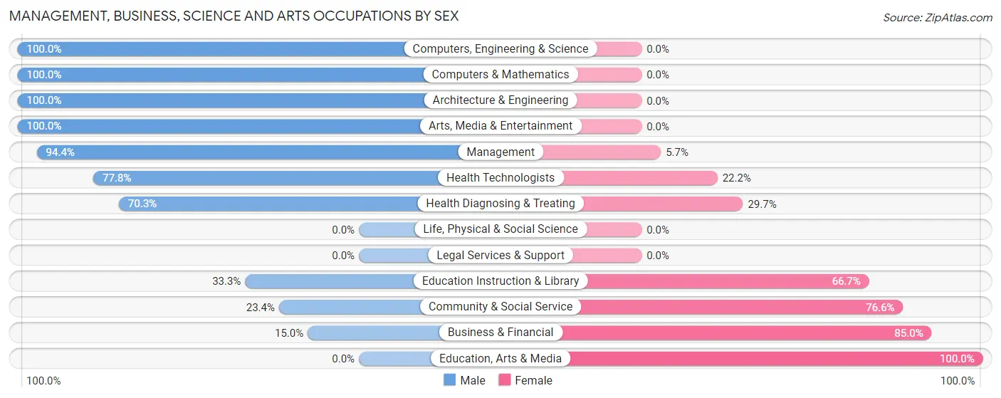 Management, Business, Science and Arts Occupations by Sex in Zip Code 14138