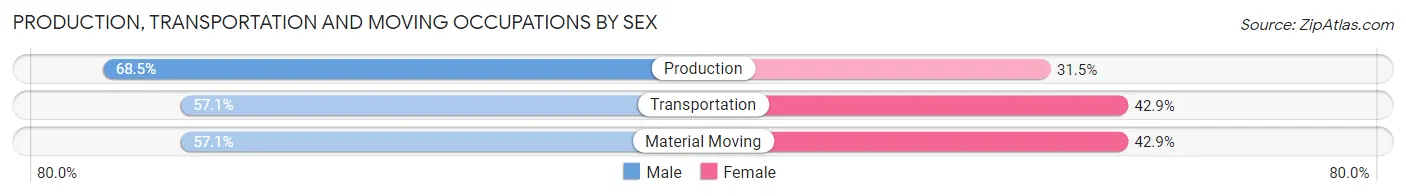Production, Transportation and Moving Occupations by Sex in Zip Code 14167