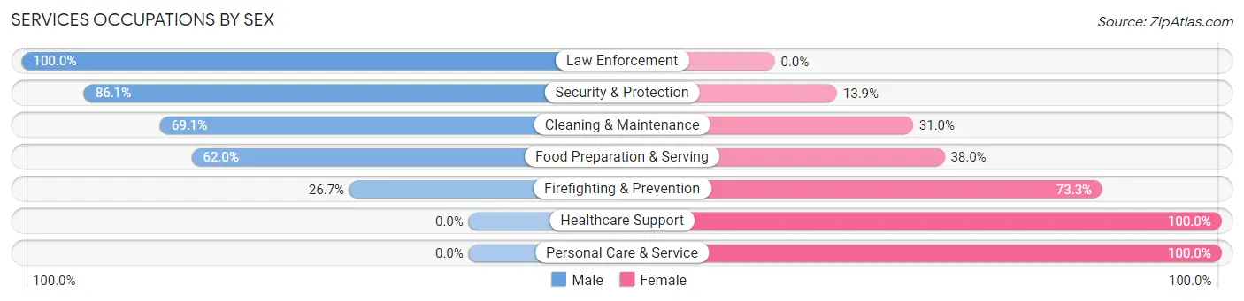 Services Occupations by Sex in Zip Code 14167