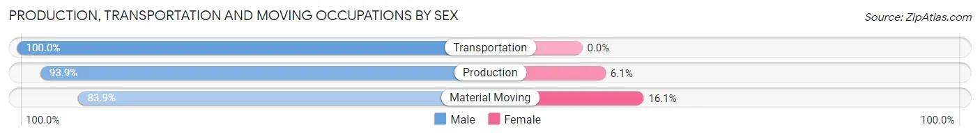 Production, Transportation and Moving Occupations by Sex in Zip Code 14172