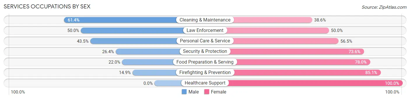 Services Occupations by Sex in Zip Code 14204