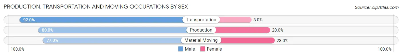Production, Transportation and Moving Occupations by Sex in Zip Code 14206