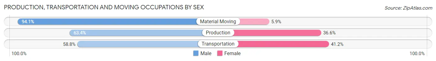 Production, Transportation and Moving Occupations by Sex in Zip Code 14214