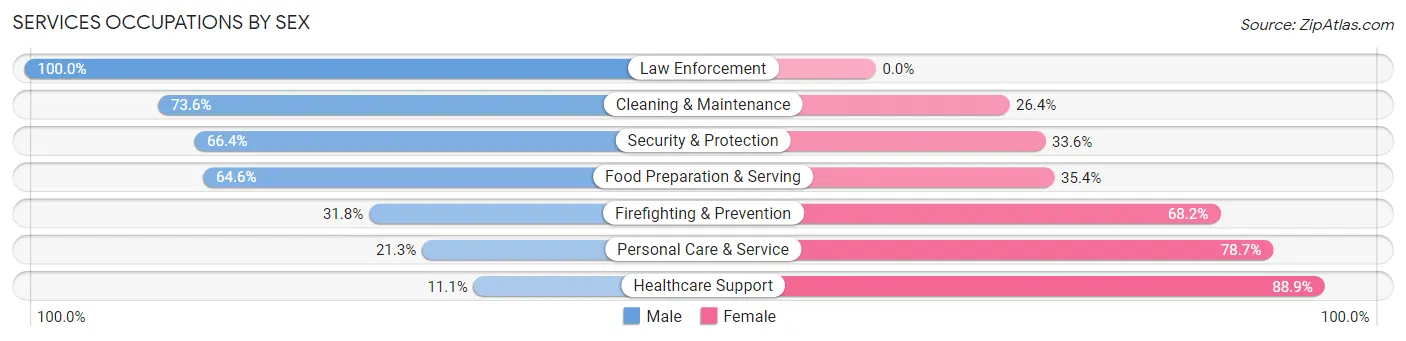 Services Occupations by Sex in Zip Code 14221