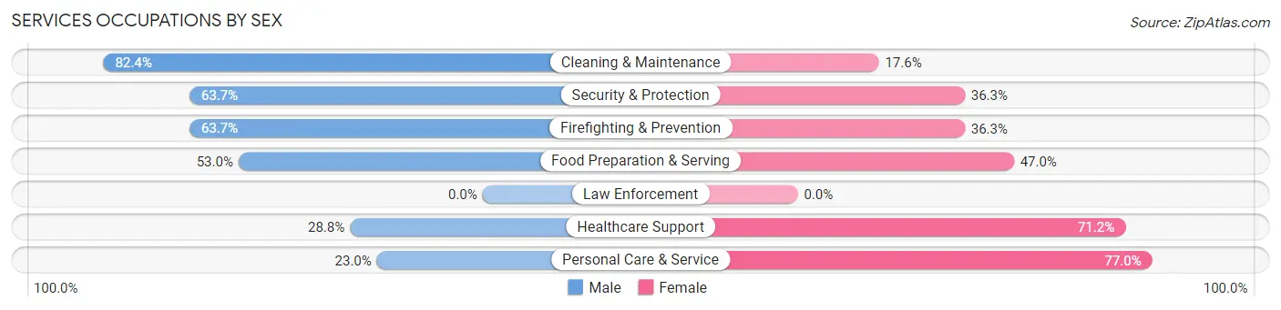 Services Occupations by Sex in Zip Code 14222